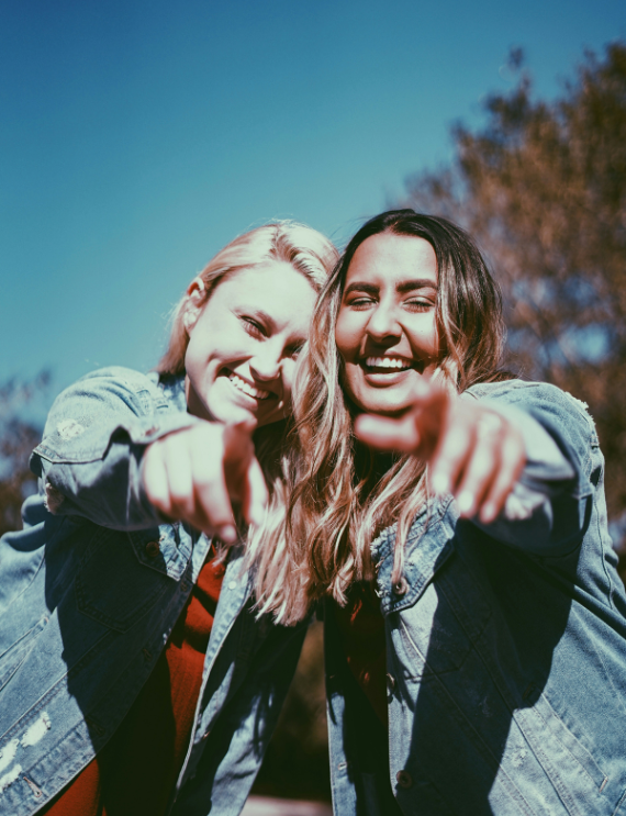 Friends laughing together